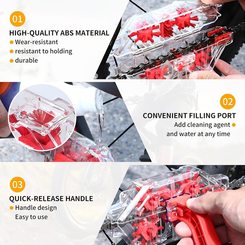 AXIONA ELEMENTS Bike Chain Cleaner Tool Kit – Transparent Bicycle Chain Cleaning Machine with Built-in Brushes, Quick Deep Clean Chain Washer for Mountain & Road Bikes - Image 5